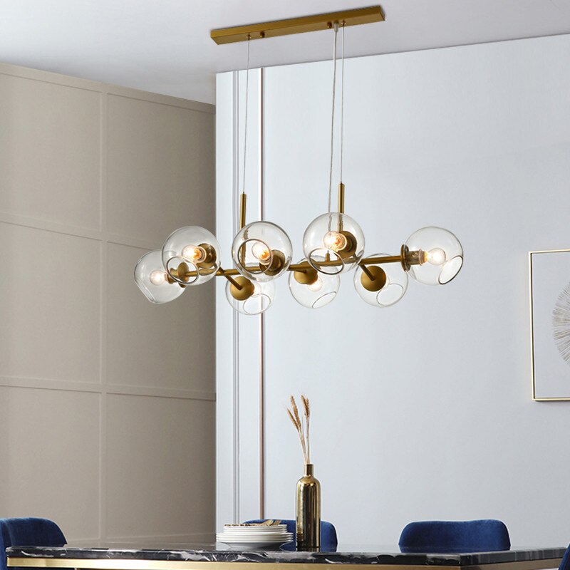 Valentina Modern LED Pendelleuchte Kugel Schwarz/Gold Ess/Wohnzimmer Glas