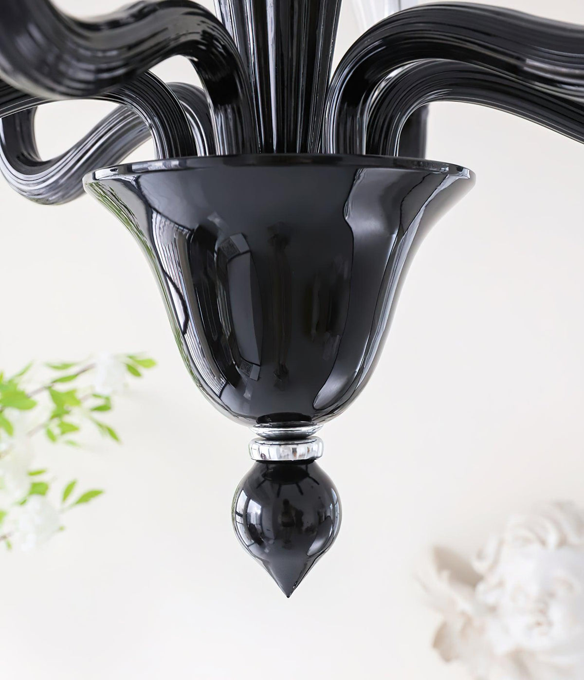 Silten Kronleuchter Schwarz Murano Kerzenarm Glas Klassisch
