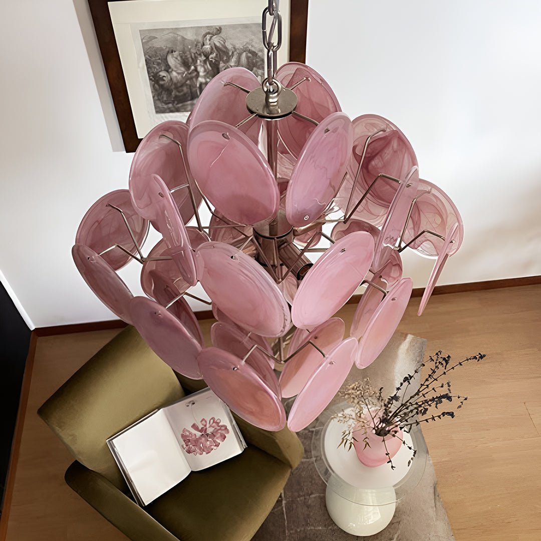 Rivivian Kronleuchter Rosa Scheiben geschichtete Kunst