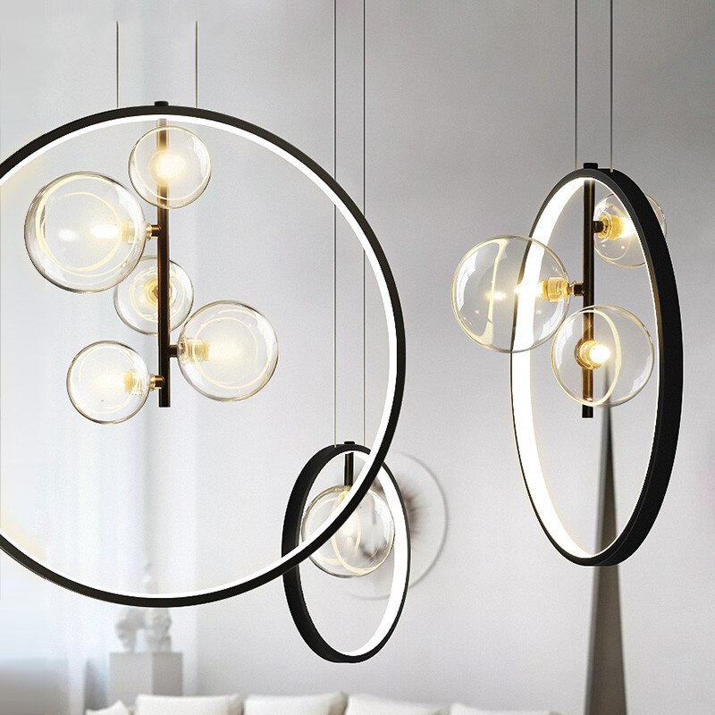 Avi Design LED Pendelleuchte Ring Wohnzimmer/Esszimmer Glas