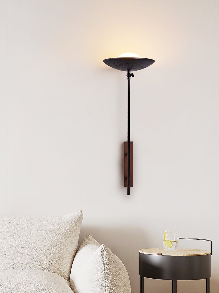 Fawn Sonnenblume moderne schwarze Travertin-Wandleuchte