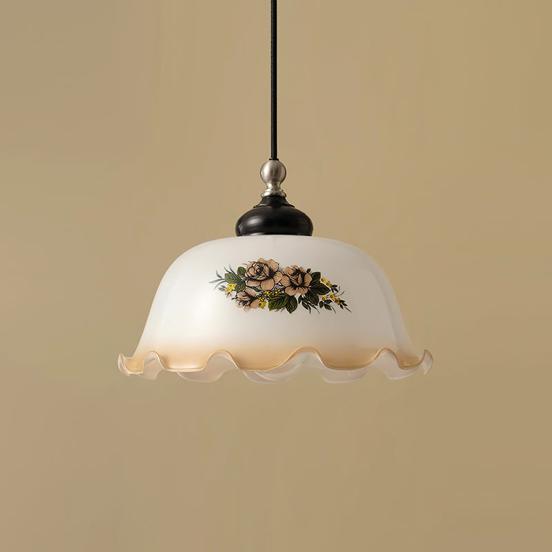 Belvia Vintage Floral Glas Pendelleuchte