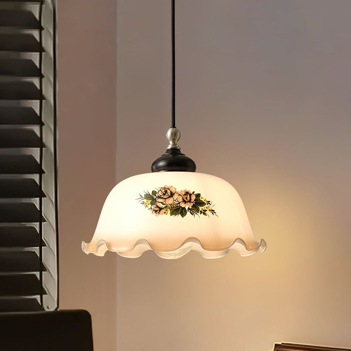 Belvia Vintage Floral Glas Pendelleuchte