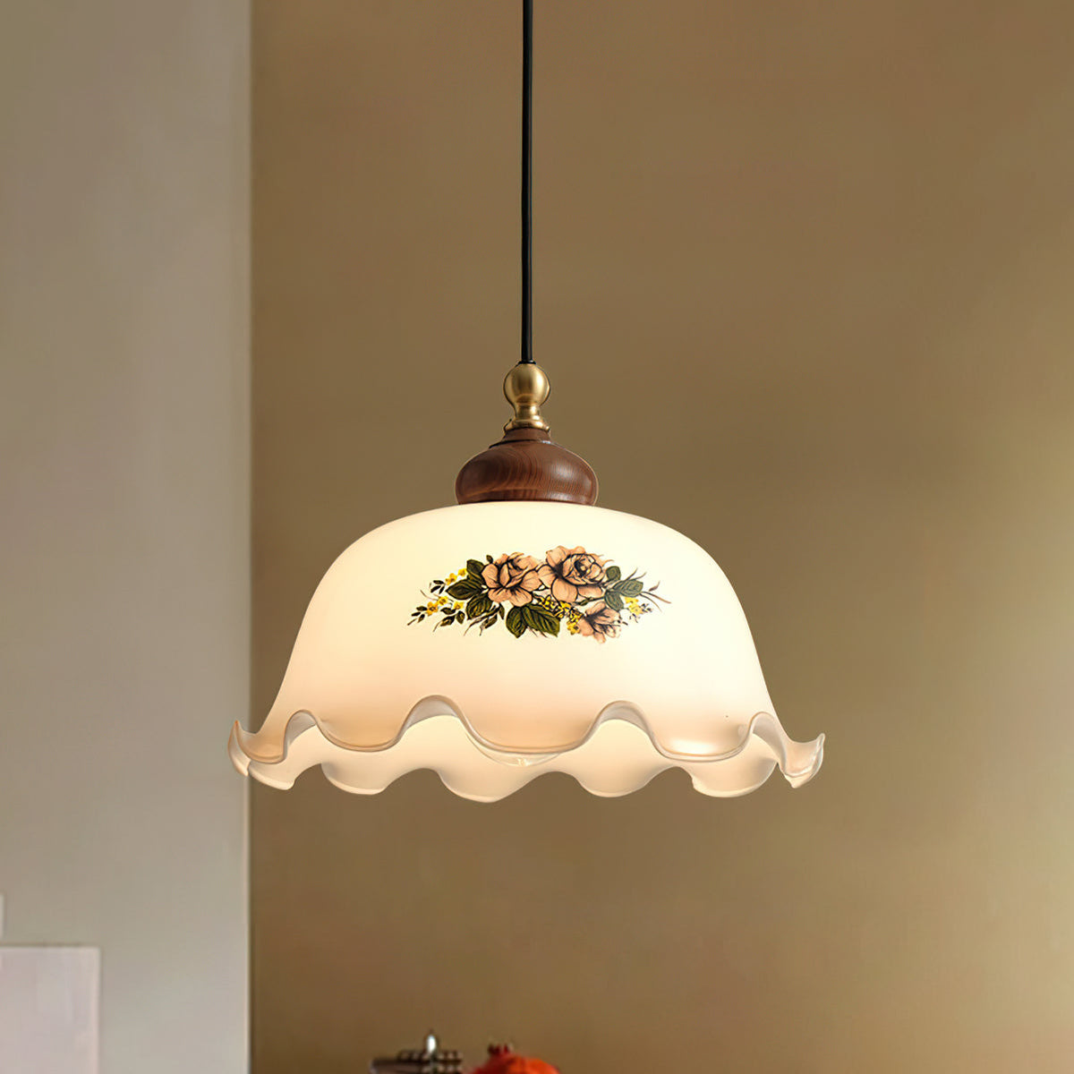 Belvia Vintage Floral Glas Pendelleuchte
