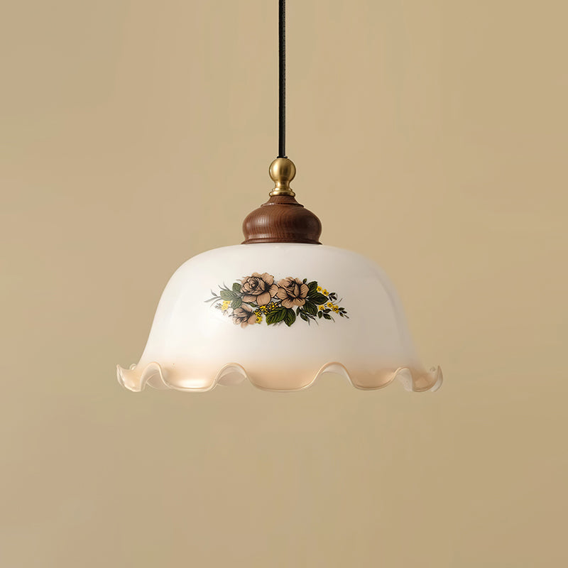 Belvia Vintage Floral Glas Pendelleuchte
