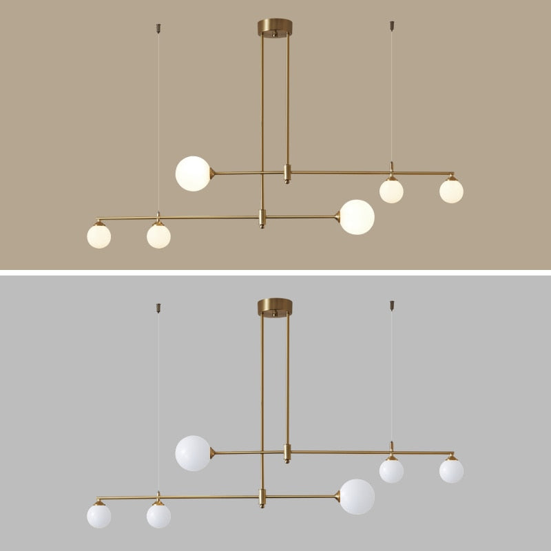 Valentina LED Pendelleuchte kugel Linear, Gold, Metall Glas