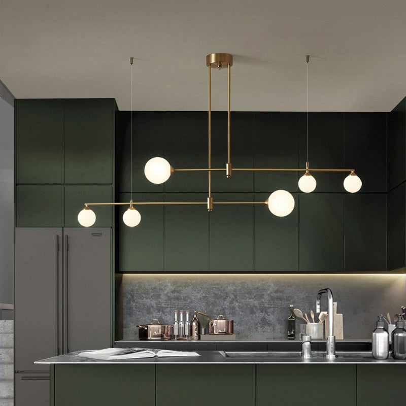 Valentina LED Pendelleuchte kugel Linear, Gold, Metall Glas