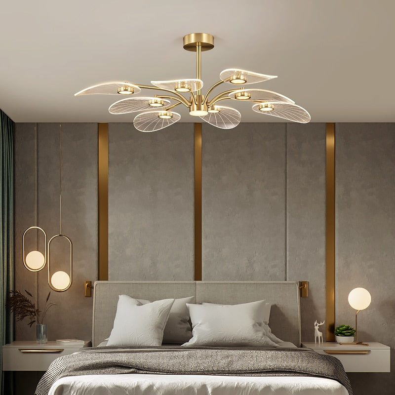 Arisha Nordic LED Kronleuchter Metall Acryl Schlafzimmer Wohnzimmer
