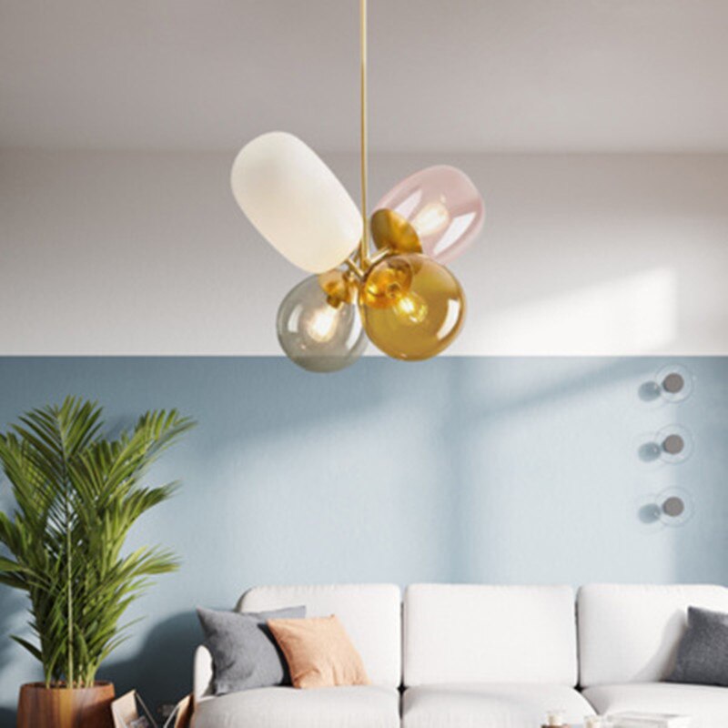 Valentina LED Pendelleuchte Glaskugel Bunt Esstisch/Schlaf/Wohnzimmer Metall Glas