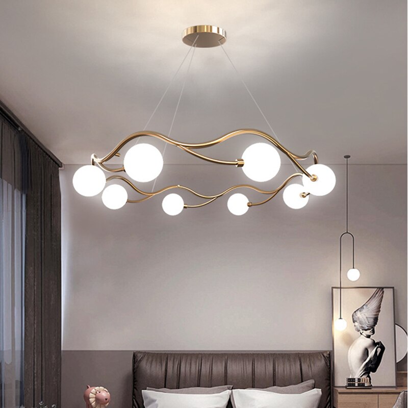 Valentina Moderne LED Pendelleuchte Wohnzimmer/Schlafzimmer Weiß/Gold