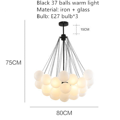 Valentina Modern LED Kronleuchter Kugel Schwarz/Gold Wohnzimmer Glas