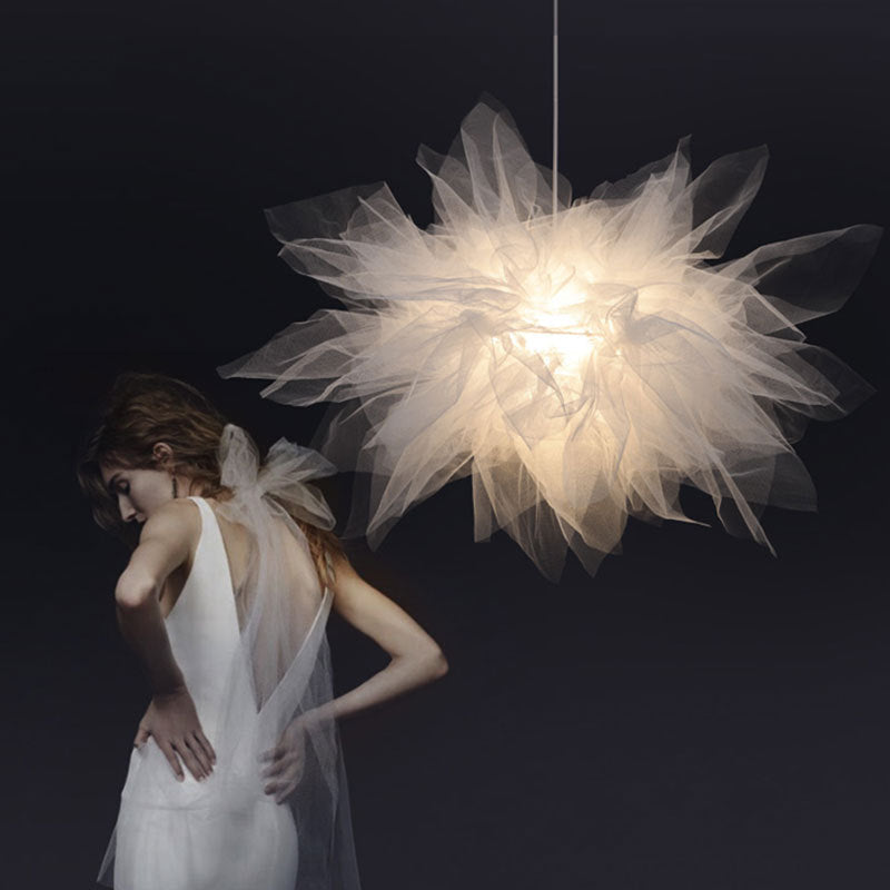 Arisha Modern LED Pendelleuchte Blume Stoff Schlafzimmer Wohnzimmer