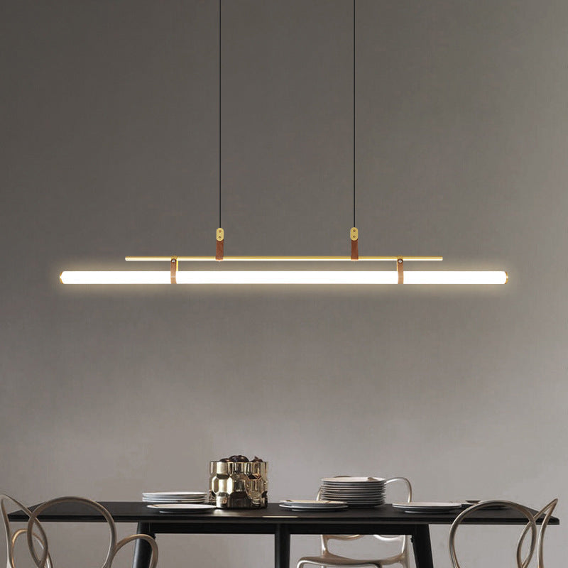 Arisha Modern Pendelleuchte Linear Esstisch, Schwarz Gold, Metall Acryl