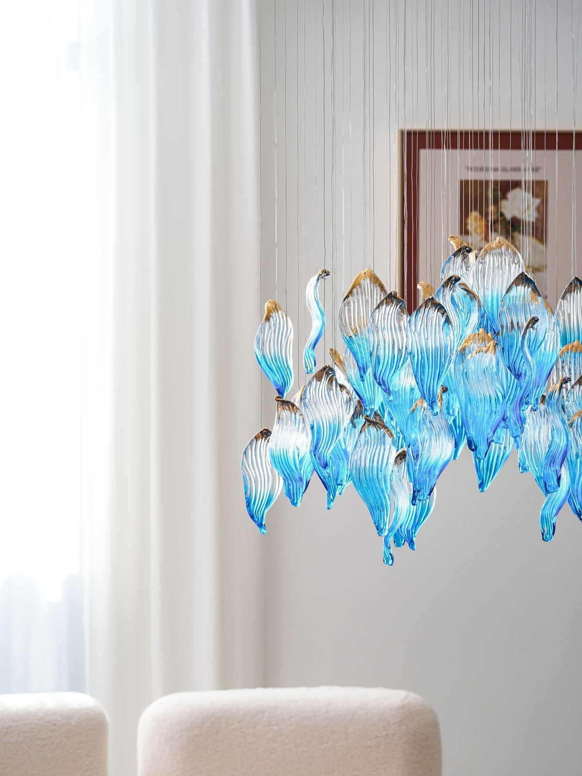 Asteria Wellen-geblasene Glas Kronleuchter in Kieselsteinform