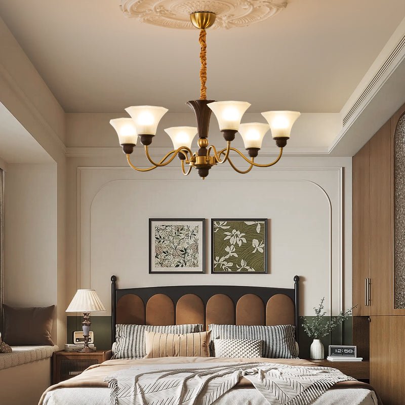 Ciphaen Kronleuchter aus Holz im Vintage-Stil mit traditionellem Eleganz-Look und Glas