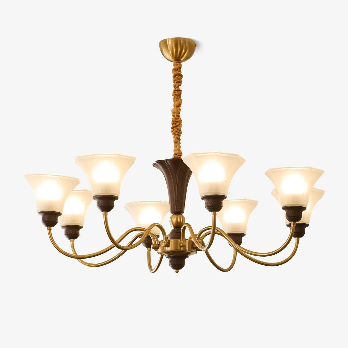 Ciphaen Kronleuchter aus Holz im Vintage-Stil mit traditionellem Eleganz-Look und Glas