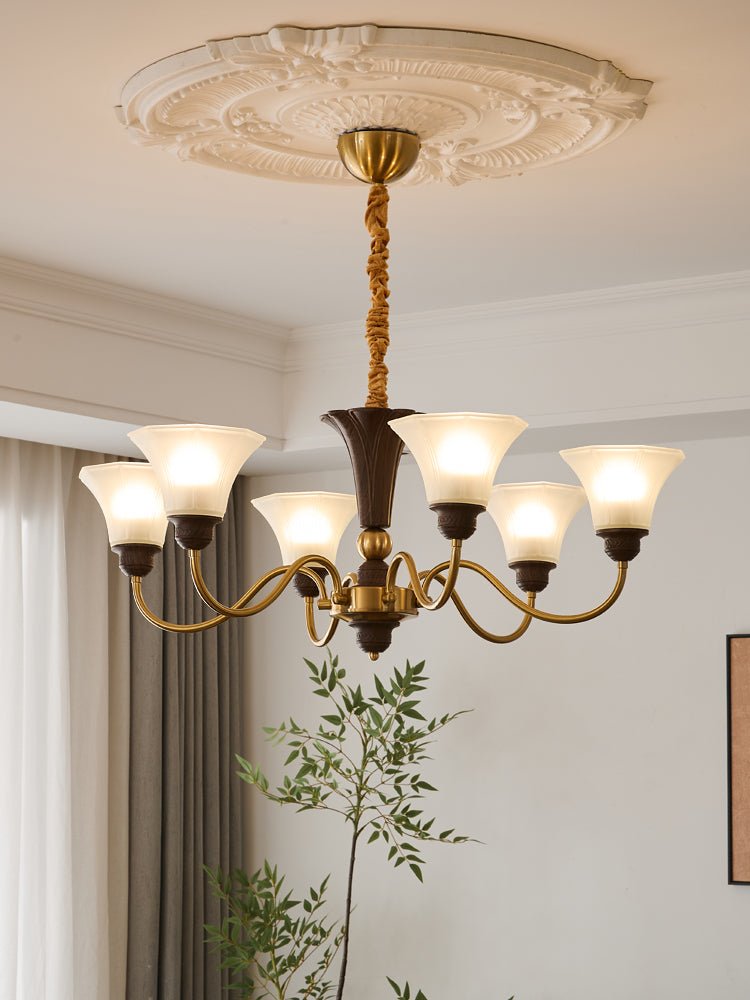 Ciphaen Kronleuchter aus Holz im Vintage-Stil mit traditionellem Eleganz-Look und Glas