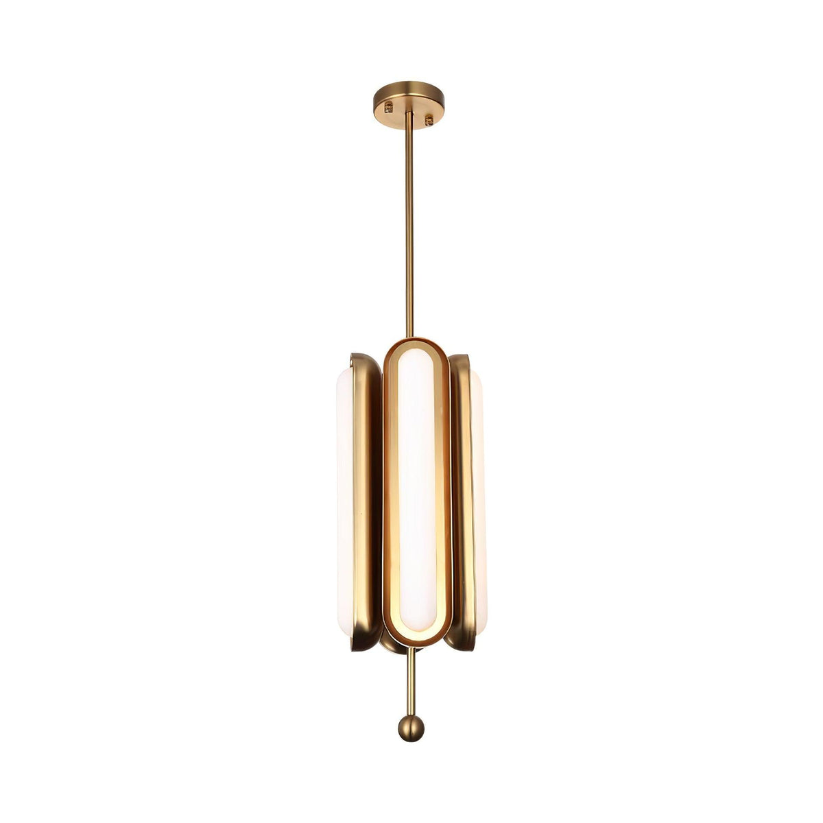 Lyvinaris Geometrische Pendelleuchte aus Messing in linearer Form