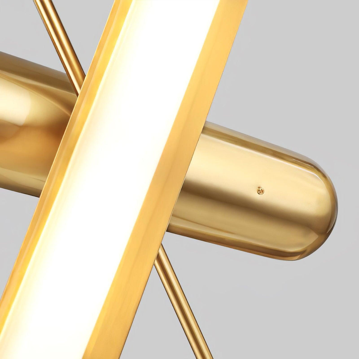 Lyvinaris Geometrische Pendelleuchte aus Messing in linearer Form