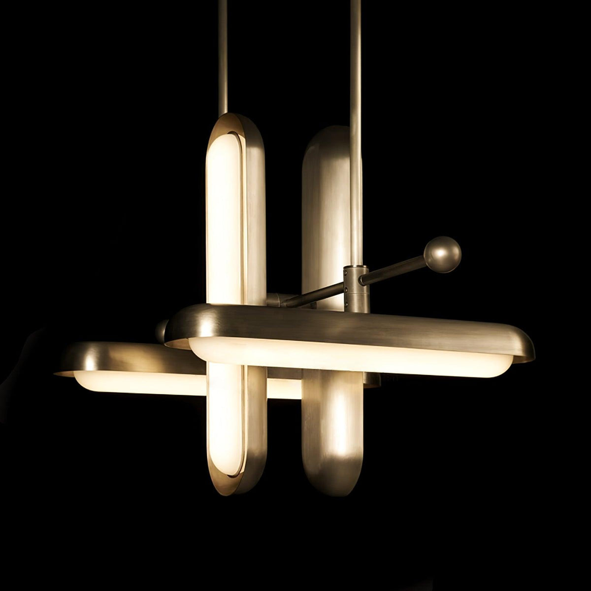 Lyvinaris Geometrische Pendelleuchte aus Messing in linearer Form
