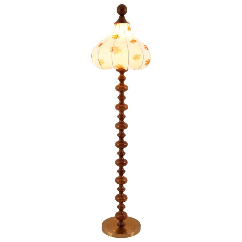 Qrathen Stehleuchte aus Holz und Stoff im Retro-Stil