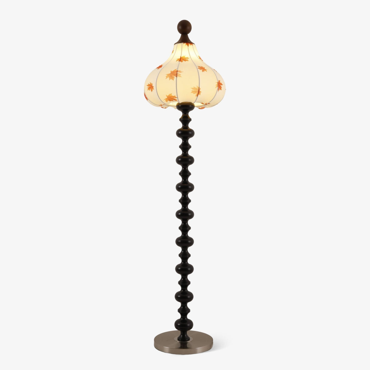 Qrathen Stehleuchte aus Holz und Stoff im Retro-Stil