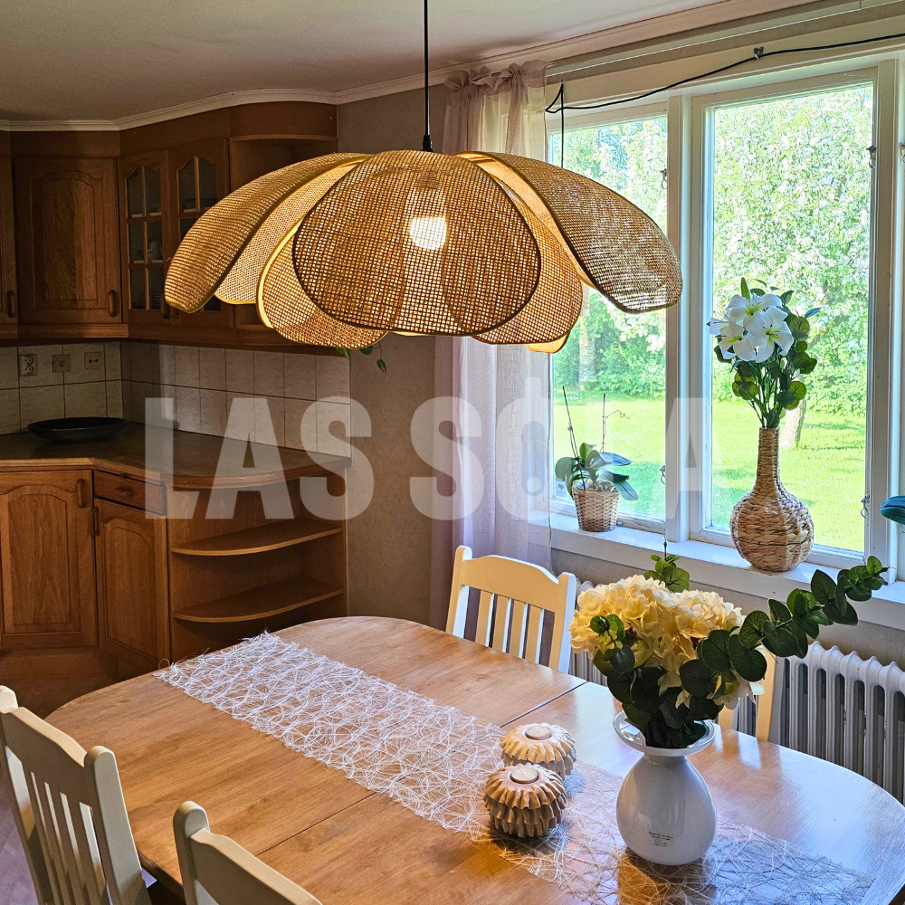 Ritta Design Weidengeflecht LED Holzfarbe Pendelleuchte Wohnzimmer Metall Rattan