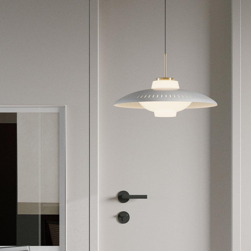 Evelo Pendelleuchte Opal Glas breiter Lampenschirm Klassisch