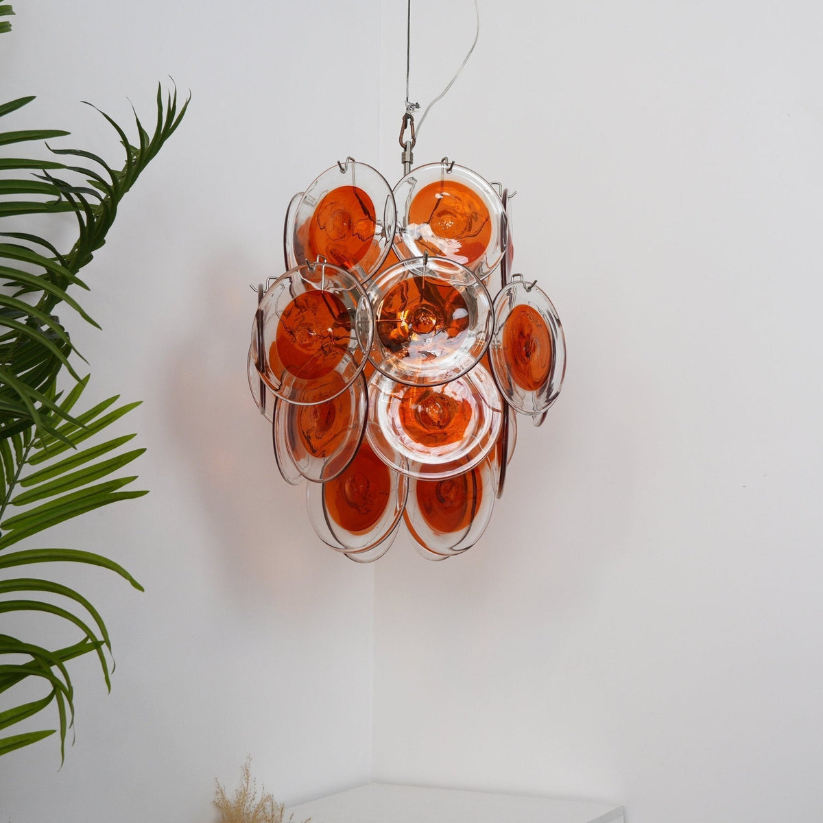 Lioruiel Kronleuchter aus Orange Murano-Glas mit geschichteten Scheiben