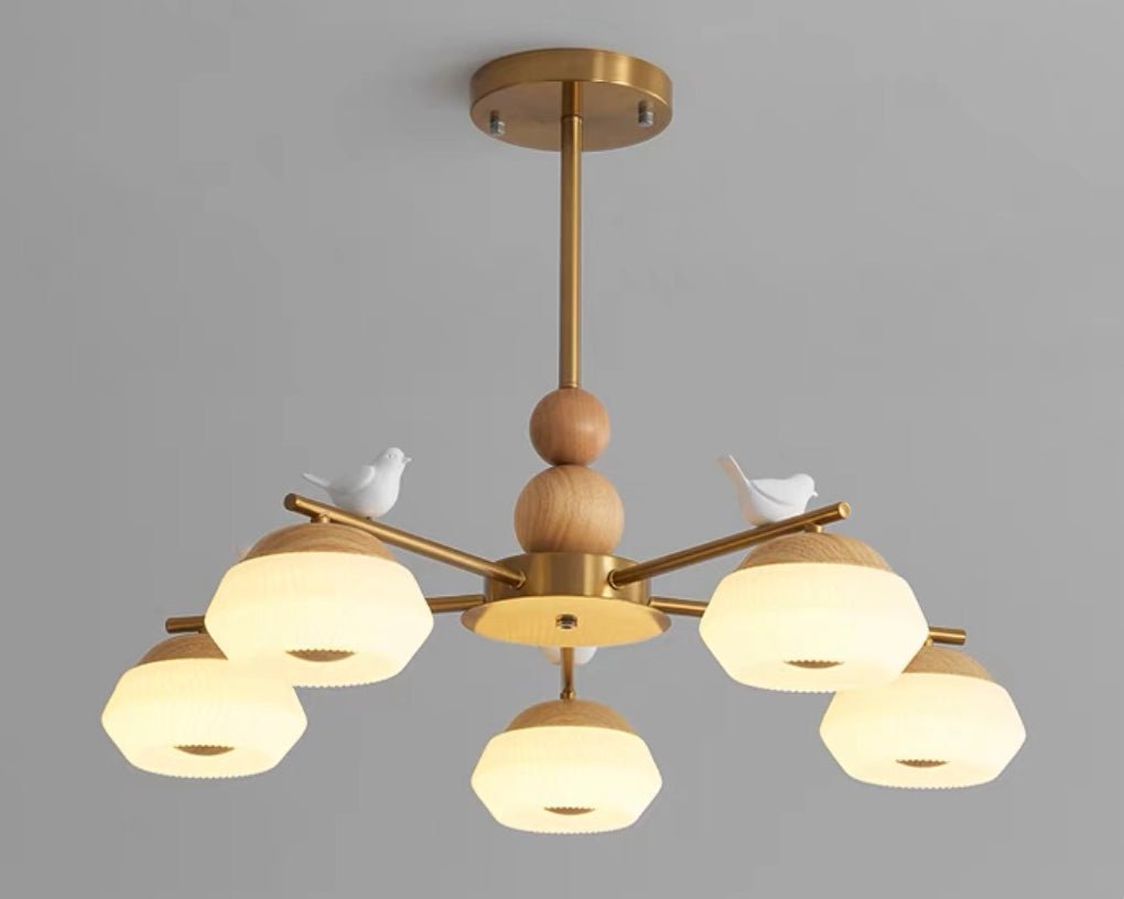 Orieraine Kronleuchter, Messing, Vogel, Ozawa Elegant