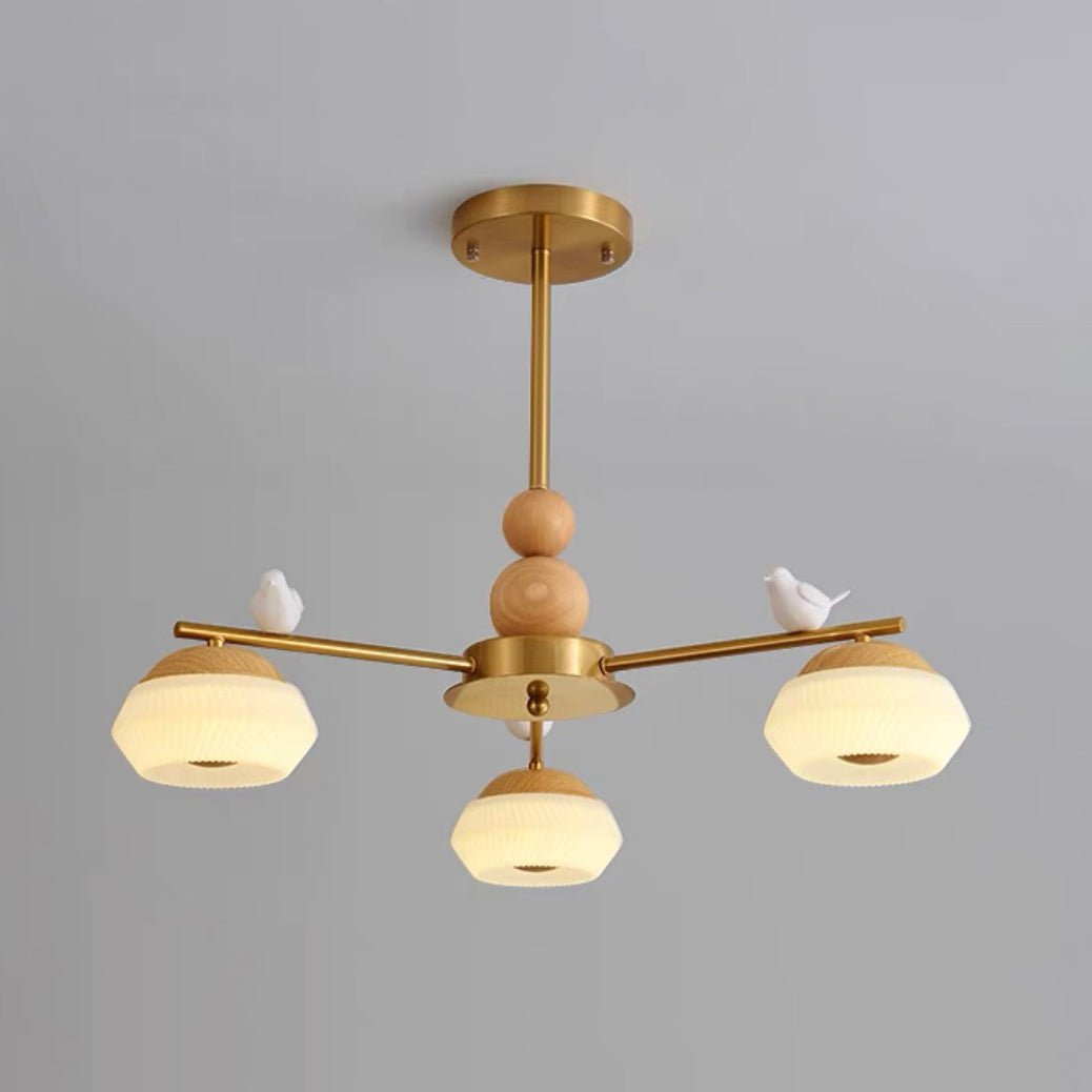 Orieraine Kronleuchter, Messing, Vogel, Ozawa Elegant