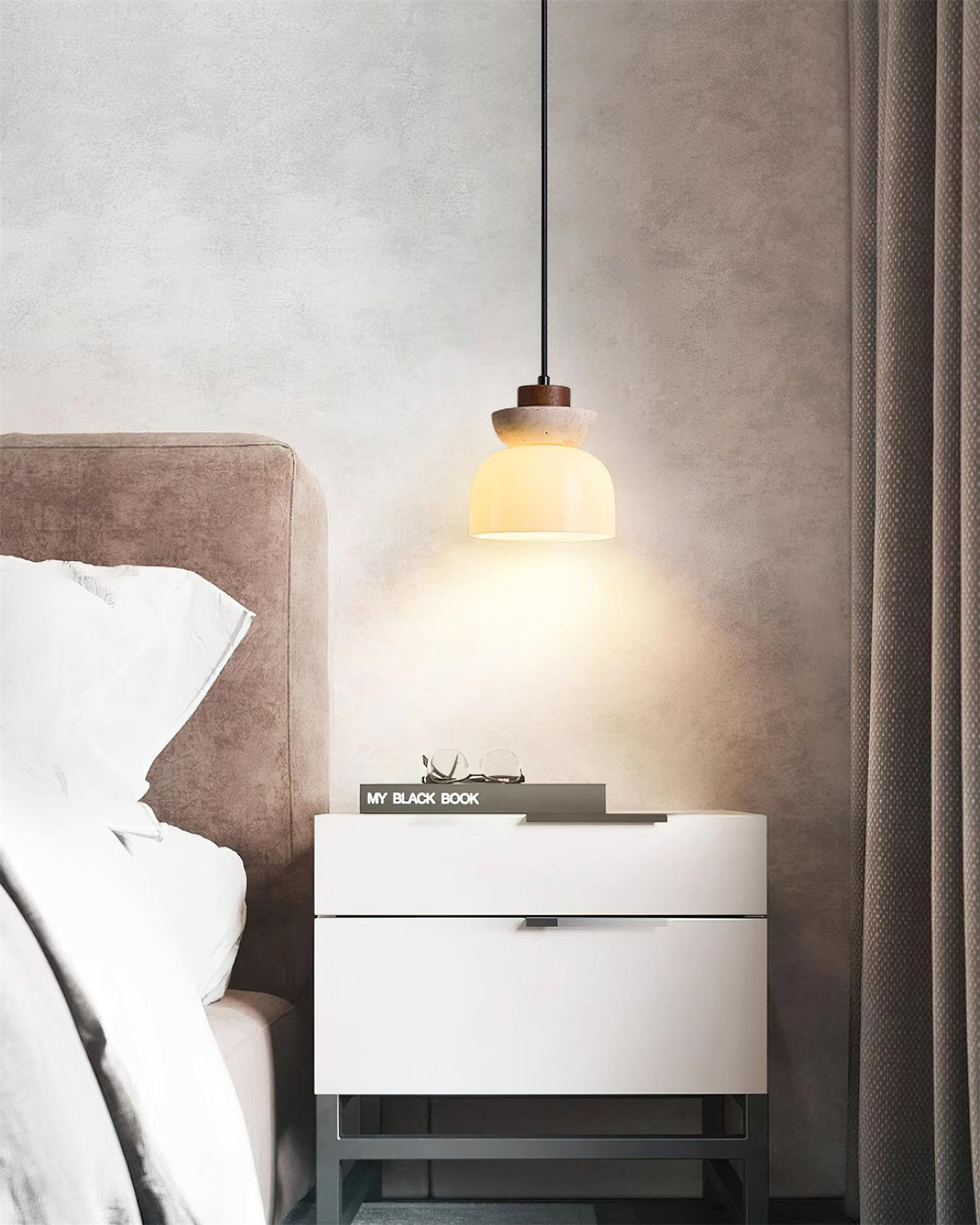Norenx Travertine Dome Glas Pendelleuchte