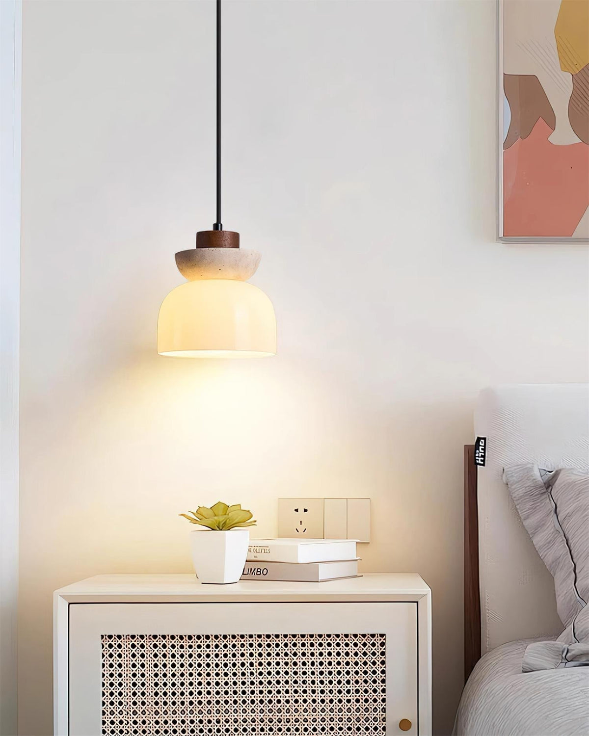 Norenx Travertine Dome Glas Pendelleuchte