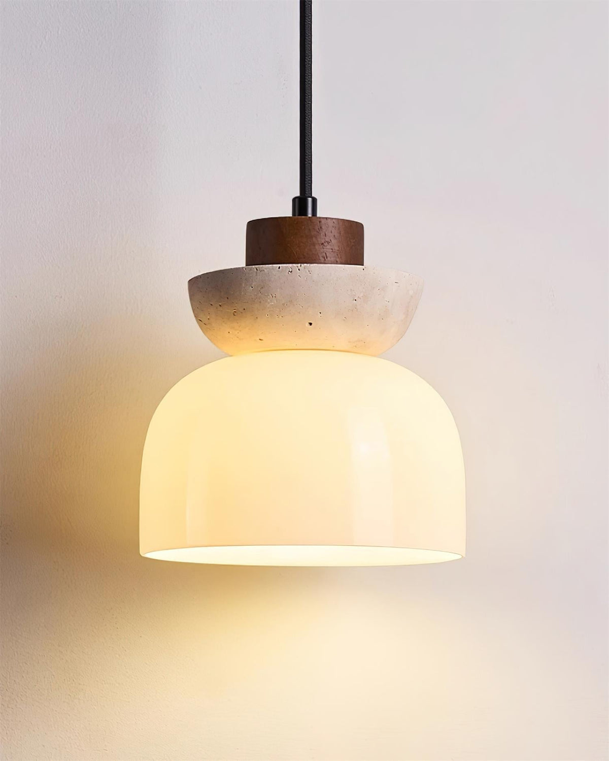 Norenx Travertine Dome Glas Pendelleuchte