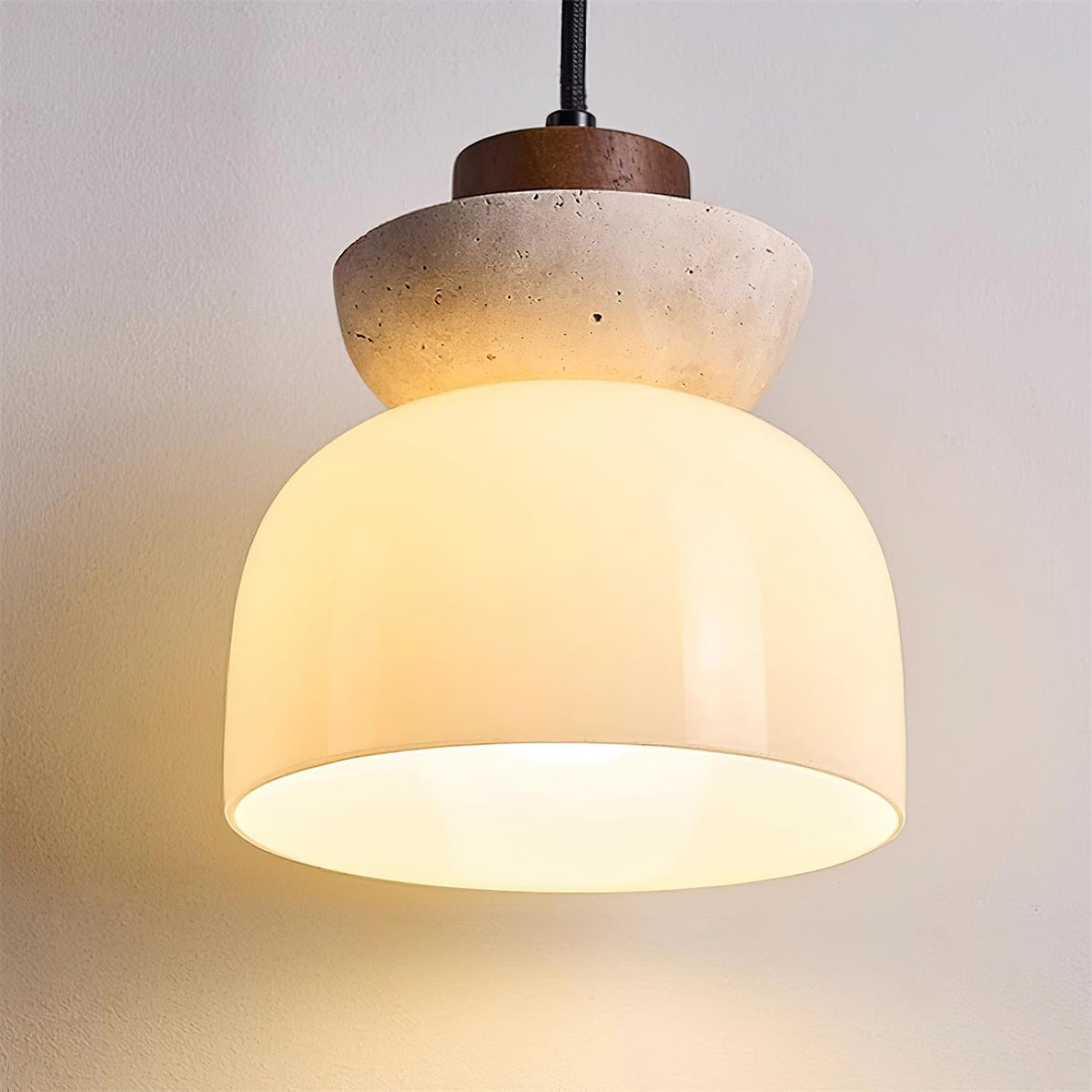 Norenx Travertine Dome Glas Pendelleuchte