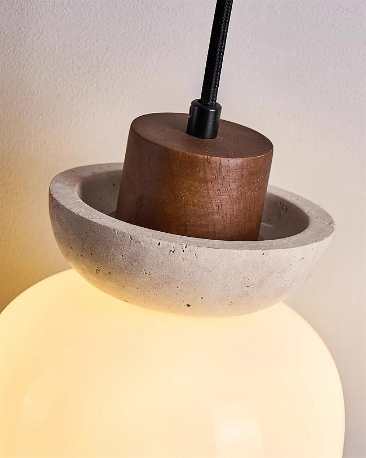 Norenx Travertine Dome Glas Pendelleuchte