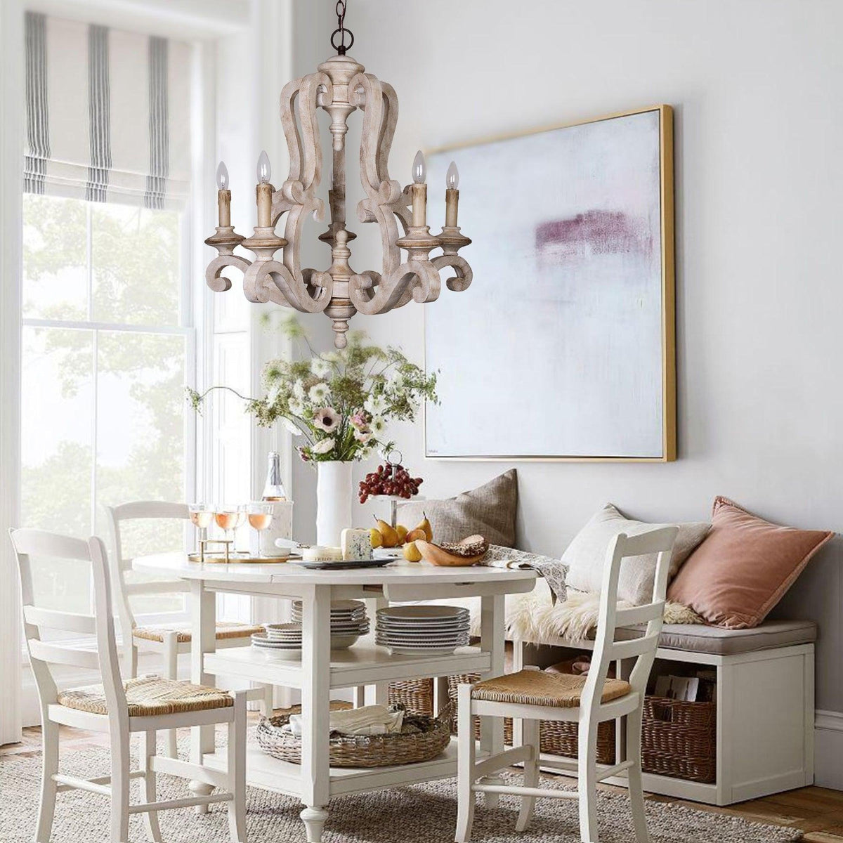 Arixy Kronleuchter aus Holz in Kerzenform im Mid-Century-Stil