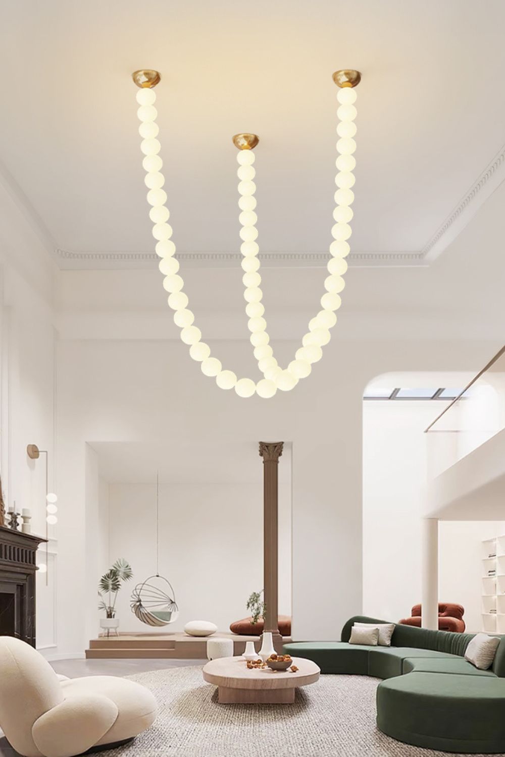 Emelir Kronleuchter aus Glas mit Perlenkette und Kugeln