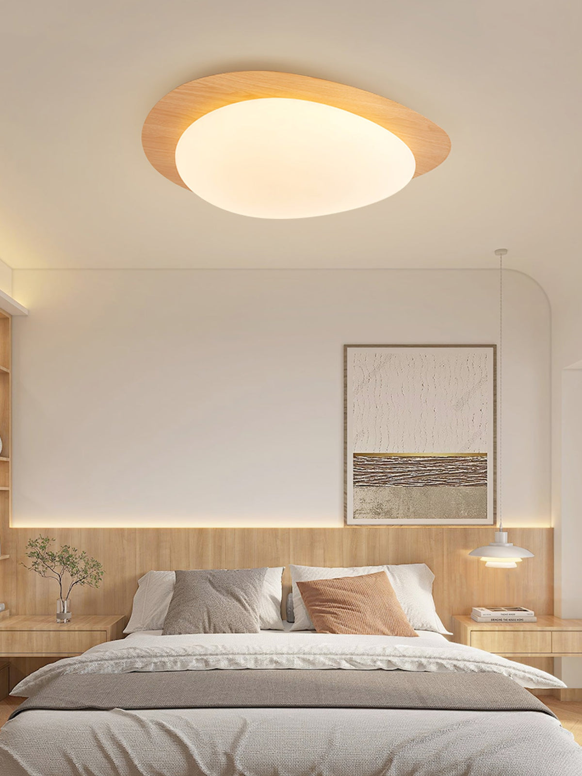 Sylenia Deckenleuchte Pebble Walnuss Holzmasse Acryl LED