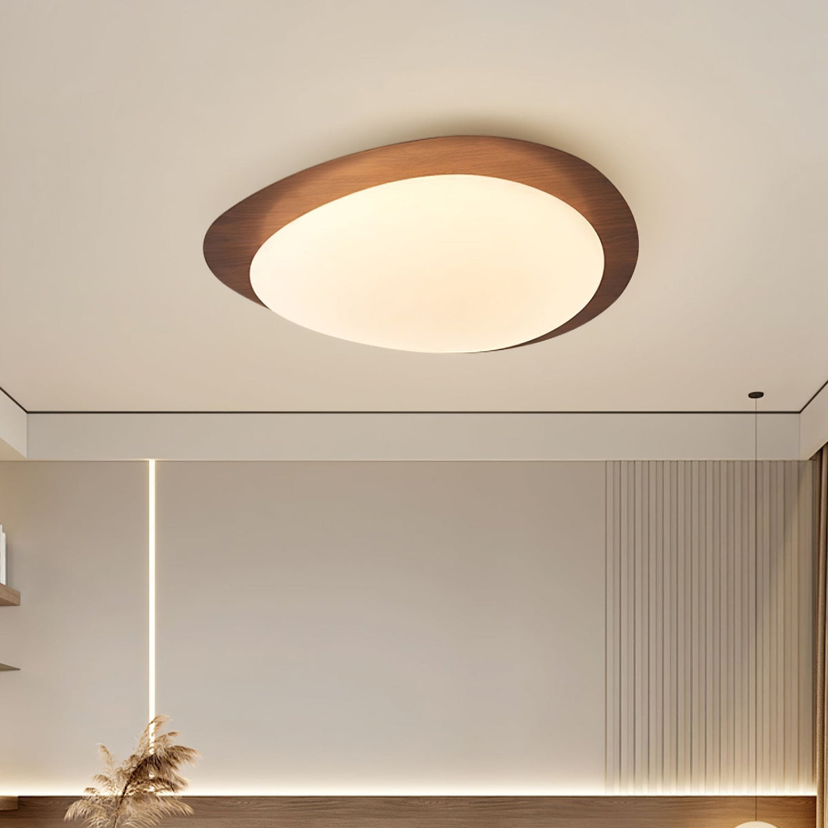 Sylenia Deckenleuchte Pebble Walnuss Holzmasse Acryl LED