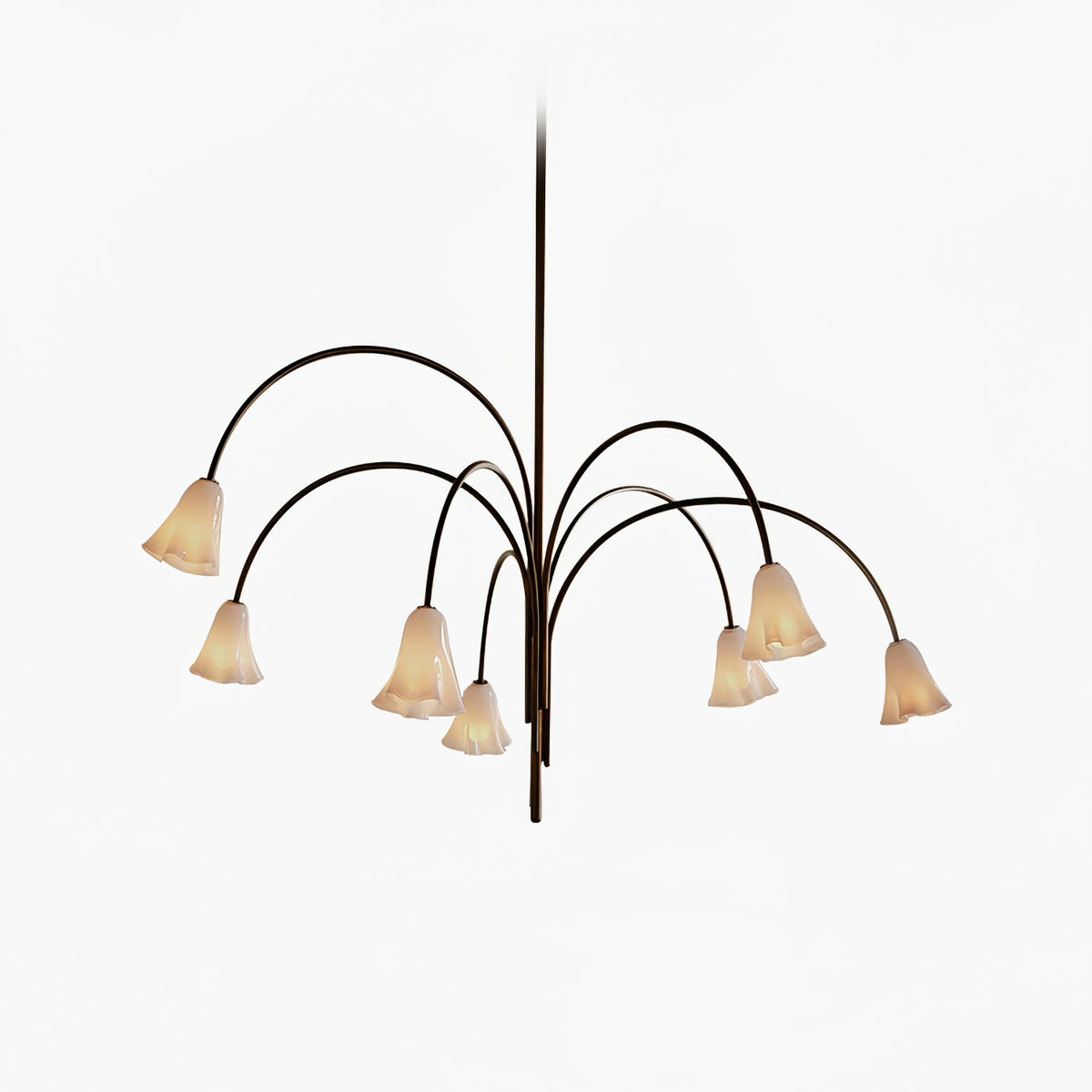 Lioreriel Kronleuchter Blossom Petal aus Glas mit geschwungenen Armen