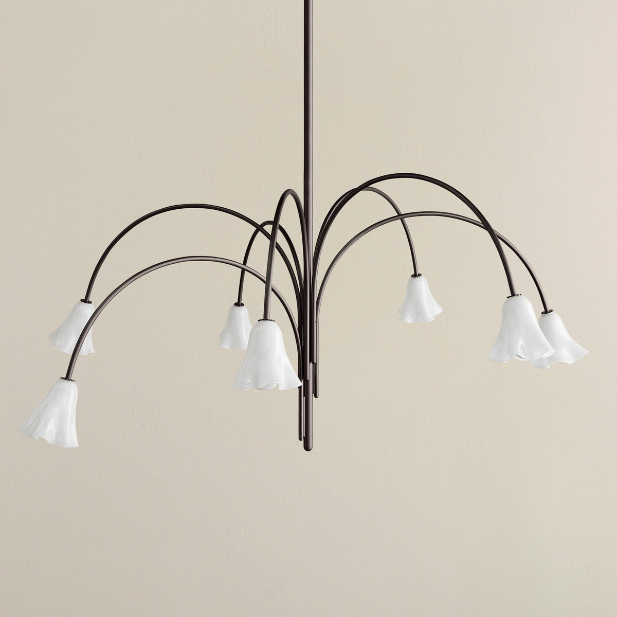 Lioreriel Kronleuchter Blossom Petal aus Glas mit geschwungenen Armen