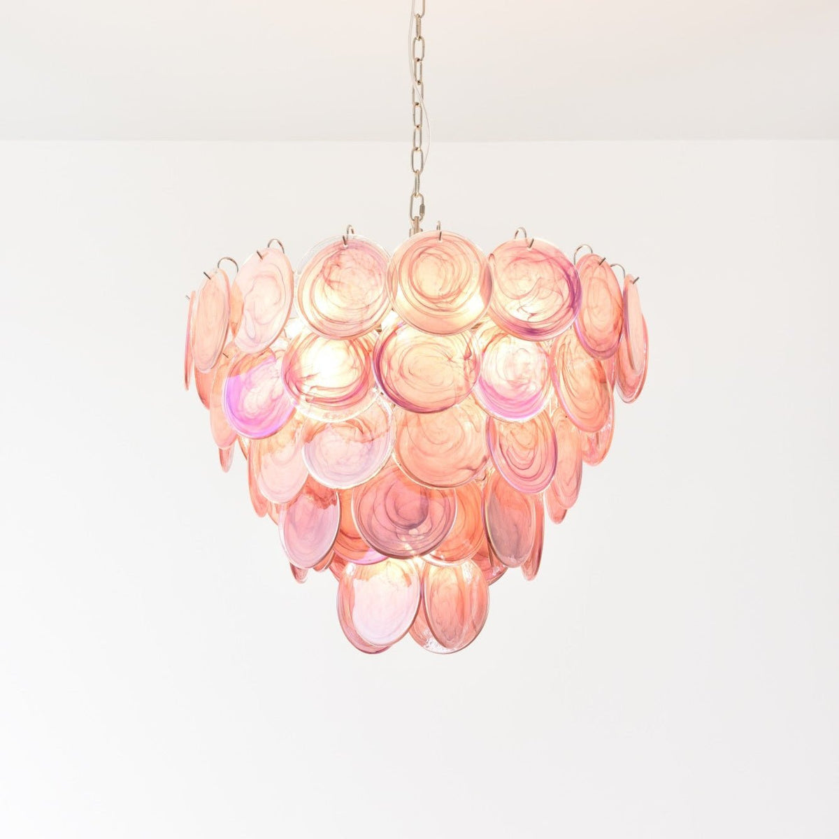 Ault Kronleuchter Pink Murano Disc Layered zeitgenössisch