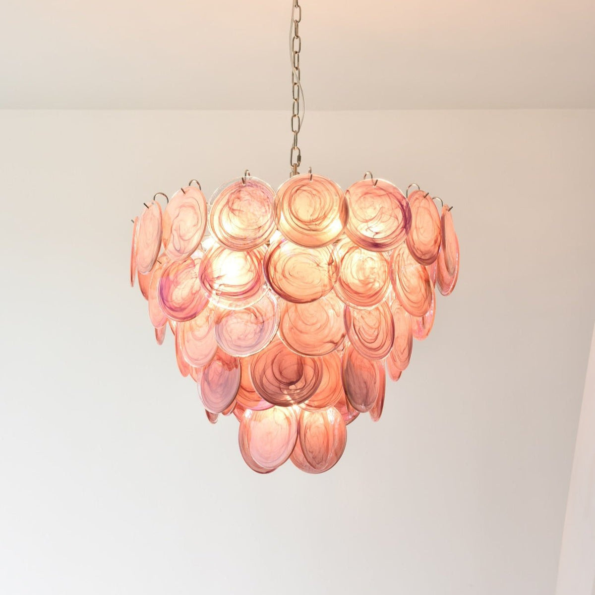Ault Kronleuchter Pink Murano Disc Layered zeitgenössisch