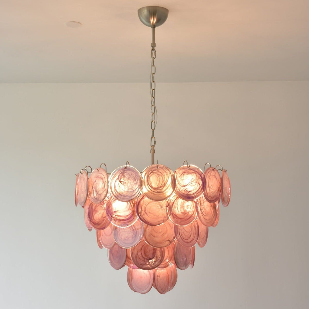Ault Kronleuchter Pink Murano Disc Layered zeitgenössisch