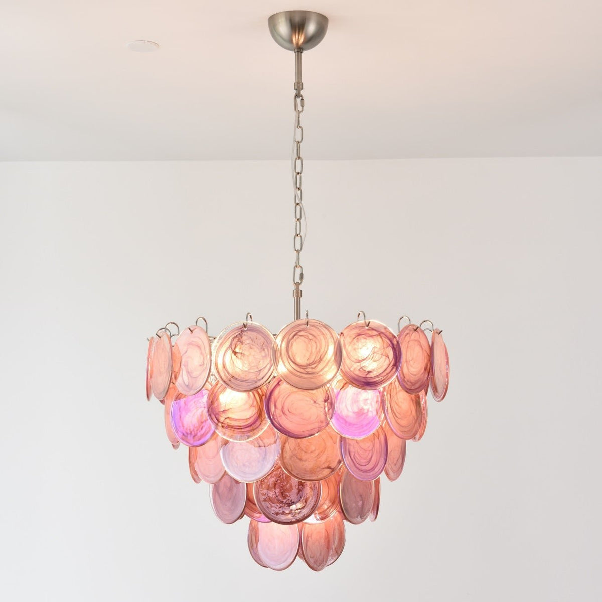Ault Kronleuchter Pink Murano Disc Layered zeitgenössisch