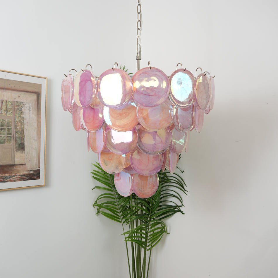 Ault Kronleuchter Pink Murano Disc Layered zeitgenössisch