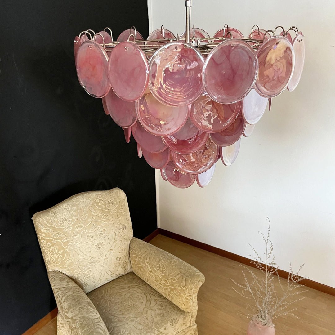 Ault Kronleuchter Pink Murano Disc Layered zeitgenössisch