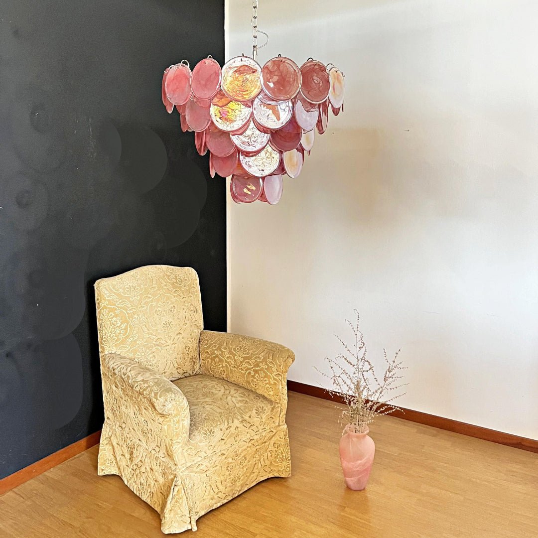 Ault Kronleuchter Pink Murano Disc Layered zeitgenössisch