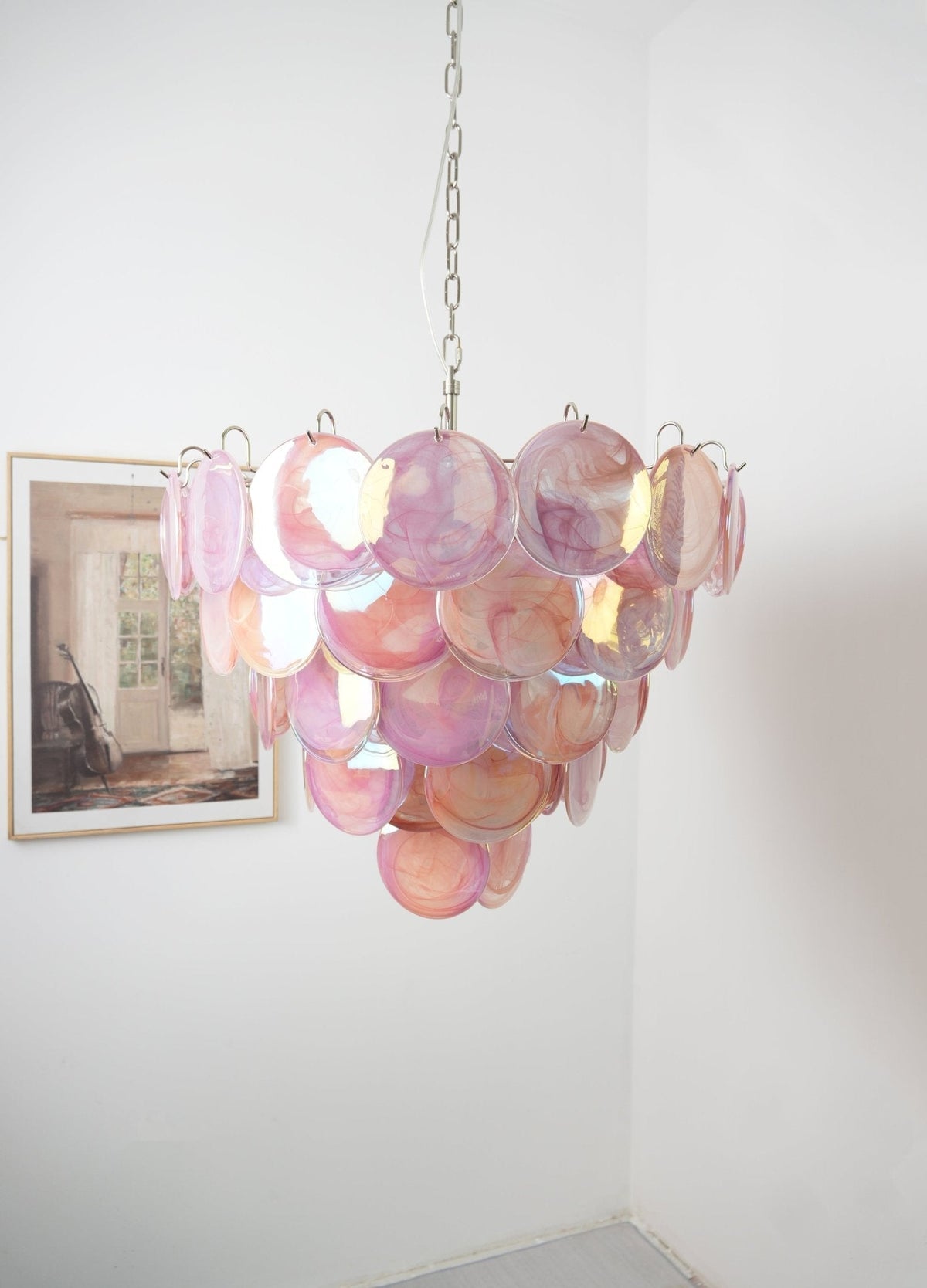 Ault Kronleuchter Pink Murano Disc Layered zeitgenössisch